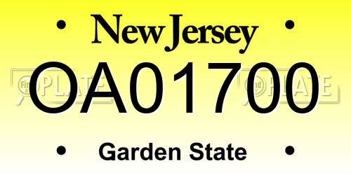 OA01700 New Jersey License Plate