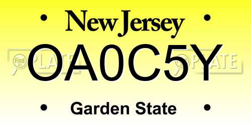 OA0C5Y New Jersey License Plate