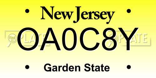 OA0C8Y New Jersey License Plate