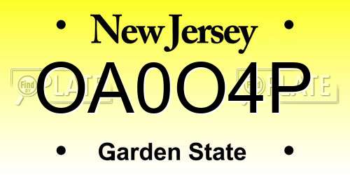 OA0O4P New Jersey License Plate