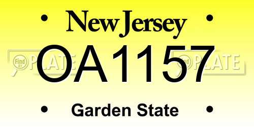 OA1157 New Jersey License Plate