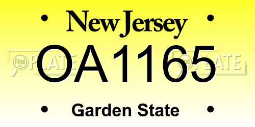 OA1165 New Jersey License Plate