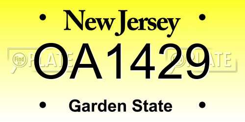 OA1429 New Jersey License Plate