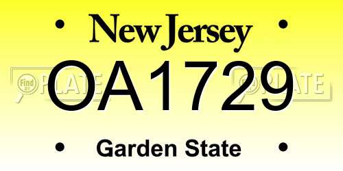 OA1729 New Jersey License Plate