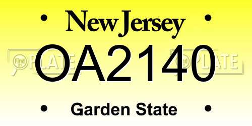 OA2140 New Jersey License Plate