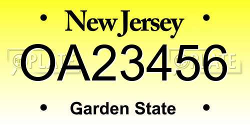 OA23456 New Jersey License Plate