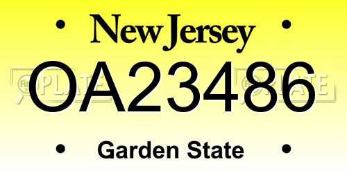 OA23486 New Jersey License Plate