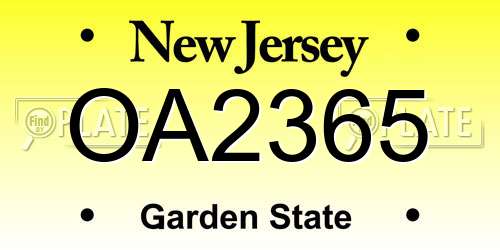 OA2365 New Jersey License Plate