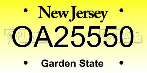OA25550 New Jersey License Plate