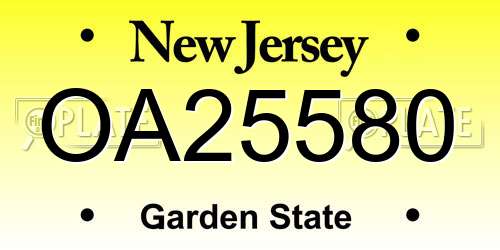 OA25580 New Jersey License Plate