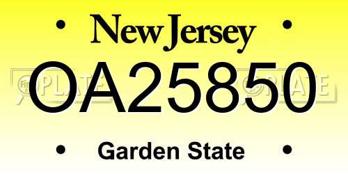 OA25850 New Jersey License Plate