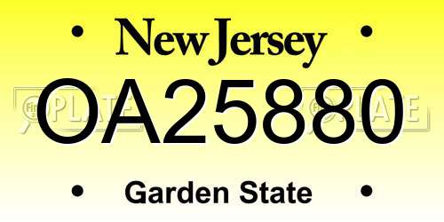 OA25880 New Jersey License Plate