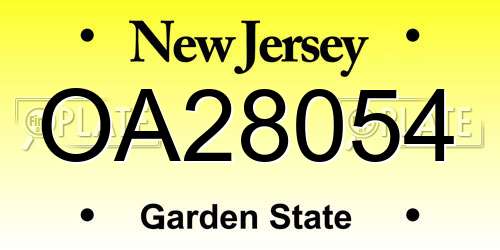 OA28054 New Jersey License Plate