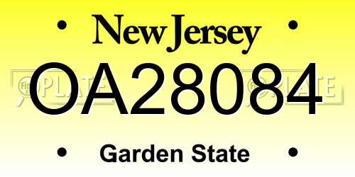 OA28084 New Jersey License Plate