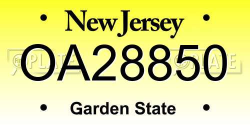 OA28850 New Jersey License Plate