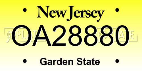 OA28880 New Jersey License Plate