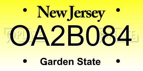 OA2B084 New Jersey License Plate
