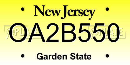 OA2B550 New Jersey License Plate