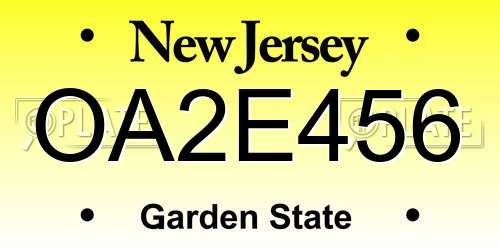 OA2E456 New Jersey License Plate