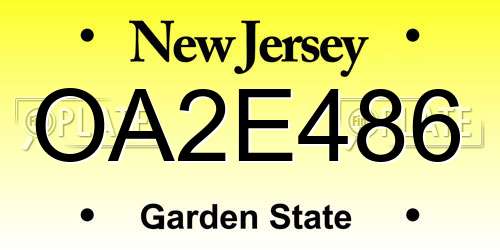 OA2E486 New Jersey License Plate