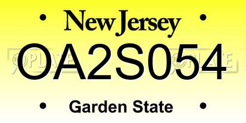OA2S054 New Jersey License Plate