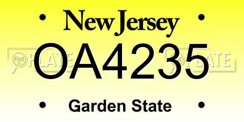 OA4235 New Jersey License Plate