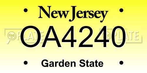 OA4240 New Jersey License Plate