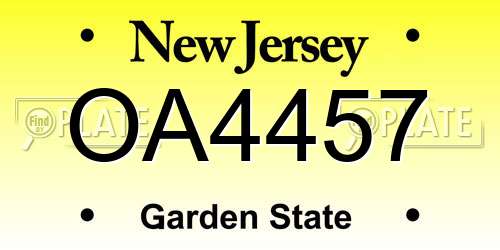 OA4457 New Jersey License Plate