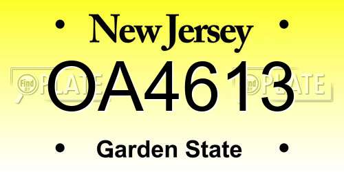 OA4613 New Jersey License Plate