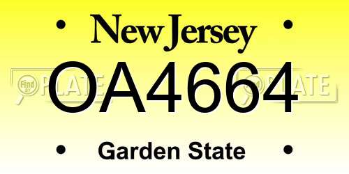 OA4664 New Jersey License Plate