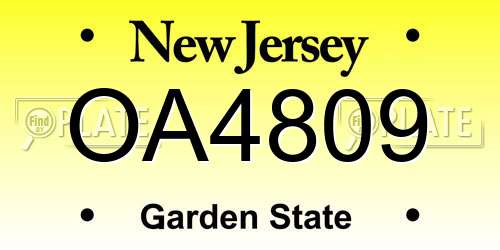 OA4809 New Jersey License Plate