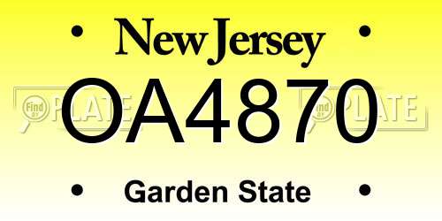 OA4870 New Jersey License Plate