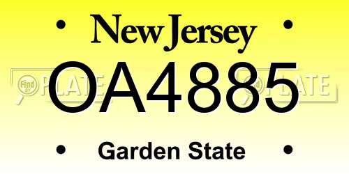OA4885 New Jersey License Plate