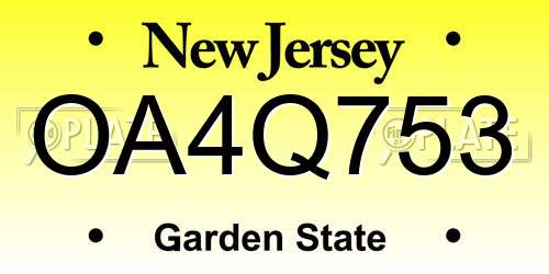 OA4Q753 New Jersey License Plate