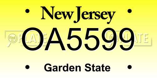 OA5599 New Jersey License Plate