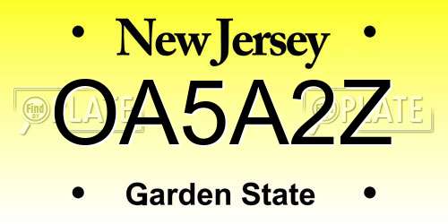 OA5A2Z New Jersey License Plate