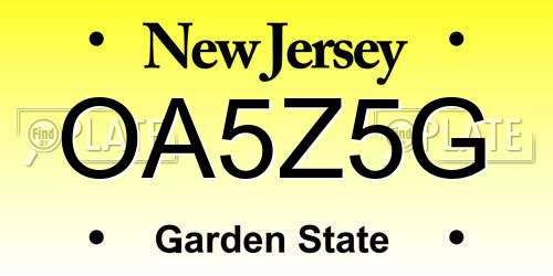 OA5Z5G New Jersey License Plate