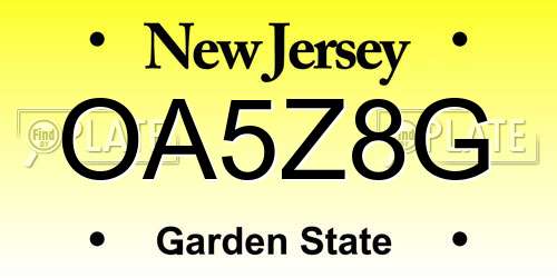 OA5Z8G New Jersey License Plate