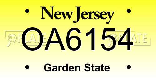 OA6154 New Jersey License Plate