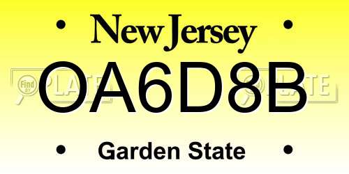 OA6D8B New Jersey License Plate