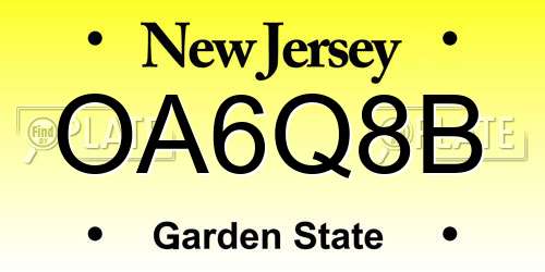 OA6Q8B New Jersey License Plate