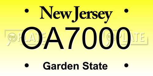 OA7000 New Jersey License Plate