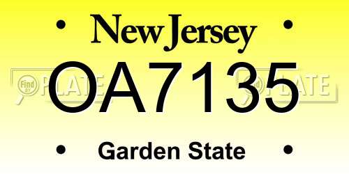 OA7135 New Jersey License Plate