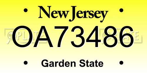 OA73486 New Jersey License Plate