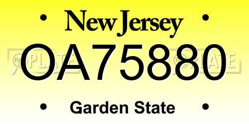 OA75880 New Jersey License Plate