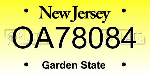OA78084 New Jersey License Plate