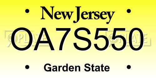 OA7S550 New Jersey License Plate