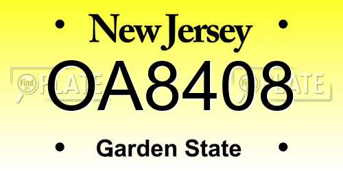 OA8408 New Jersey License Plate