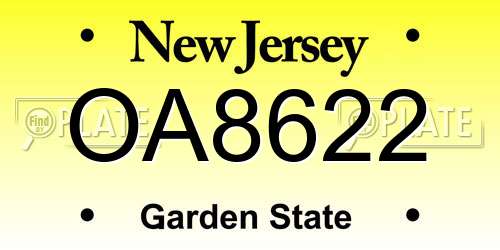 OA8622 New Jersey License Plate