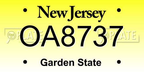 OA8737 New Jersey License Plate